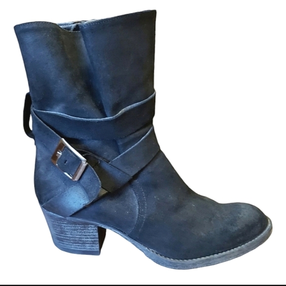 Carvela sz 41 (US 10.5) Carvela Kurt Geiger Blk Leather Mid Calf Moto Boots - Picture 1 of 13